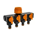 Produktbild: Wasserverteiler 4 Fach Wasserhahn Gartenschlauch Absperrhahn gerade 3/4-1 Zoll