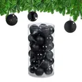 Produktbild: Relaxdays Weihnachtskugeln im 30er Set, Kunststoff, D: 6 cm, runde Weihnachtsbaumdeko, Baumschmuck bruchsicher, schwarz