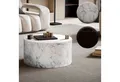 Produktbild: FINEBUY Couchtisch FB57495 (MONOBLOC 60x60x30 cm MDF Hochglanz Marmor Optik), Sofatisch Weiß, Kaffeetisch Klein Rund