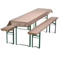 Produktbild: NYVI Bierbankauflagen Set 240x70 cm Beige - 1x Tischdecke für 220x50 cm Biertische & 2x Gepolsterte Auflage für 220x25 cm Bierbänke