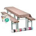 Produktbild: NYVI Bierbankauflagen Set NYVIGala 240x70 cm Beige - 1x Tischdecke für 220x50 cm Biertische & 2X Gepolsterte Auflage für 220x25 cm Bierbänke - Sitzauflage für Bierzeltgarnitur