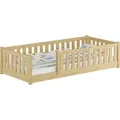 Produktbild: Kinderbett, Bodenbett mit dreiseitiger Sicherung 80x180 Kiefer natur lackiert V-60.77-08-180ohne Zubehör - Naturbelassen