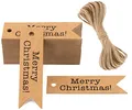 Produktbild: G2PLUS Merry Christmas Geschenk Anhänger,100 Stück Geschenkanhänger Weihnachten Papieranhänger Tags,2CM*7CM Schilder Anhänger mit Schnur zum Weihnachtsdekoration (Braun)