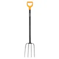 Produktbild: Fiskars Kompostgabel mit 4 Zinken, Länge: 126 cm, Qualitätsstahl-Zinken/Glasfaserverstärkter Kunststoff-Stiel, Schwarz/Orange, Solid, 1070674