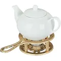 Produktbild: Relaxdays - Stövchen, Für Tee- & Kaffeekannen, Gusseisen, Für 1 Teelicht, Antikes Design, Rustikaler Teewärmer, Gold