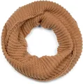 Produktbild: styleBREAKER Unisex Strick Loop Schal Einfarbig mit Wellenmuster, warmer Winter Strickschal, Schlauchschal 01018169, Farbe:Braun