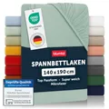 Produktbild: Blumtal® Spannbettlaken 140x190cm - Bettlaken 140x190 aus Microfaser - Oekotex zertifiziertes Spannbetttuch 140x190 - Spannbettlaken 140x190 / Spannleintuch 140x190 - Bettlaken - Summer Green - Grün