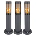Produktbild: Wegeleuchte Pollerleuchte Außen Sockelleuchte Gartenlampen anthrazit, Standleuchte Balkon, Edelstahl rauchfarben, 1x E27 Fassung, DxH 7,6x45cm, 3er Set