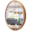 Produktbild: STOLARNIA PIKA Runder Bad Spiegel - Wandspiegel mit Holzrahmen (∅70 cm) - Spiegel Rund Holz Rustikal - für Badezimmer, Flur, Wohnzimmer, Schlafzimmer - Stilvoller Badspiegel LEJA