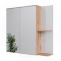 Produktbild: Vicco Badspiegelschrank Irma, Weiß Hochglanz, 80 x 75 cm, zur Wandmontage mit offenen Ablageflächen und Spiegel