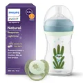 Produktbild: Philips Avent Natural Response Set für die Nacht – 260 ml Babyflasche mit mittlerer Durchflussrate (Mittel 3), im Dunklen leuchtender Ring, ultra soft Schnuller, Motiv müdes Faultier, SCD838/17