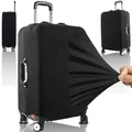 Produktbild: Hochelastische Reise-Koffer Abdeckung | Kofferschutzhülle & Kofferbezug | Gepäckschutz für Mittelgröße Koffer | bis 43x62x27 cm | Schwarz | Retoo