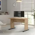 Produktbild: Forte TEMPRA 2 Schreibtisch 100 110, moderner Schreibtisch mit Kufenfüßen, Büro, Holzwerkstoff, Artisan Eiche Holzdekor, 108 cm breit x 72 cm ho... - Braun