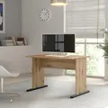 Produktbild: Forte TEMPRA 2 Schreibtisch 100 110, moderner Schreibtisch mit Kufenfüßen, Büro, Holzwerkstoff, Artisan Eiche Holzdekor, 108 cm breit x 72 cm hoch x 72 cm tief