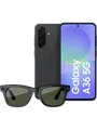 Produktbild: Samsung Galaxy A36 5G 128GB Silver + Ray-Ban Meta Wayfarer - Shiny Black Green
