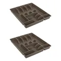 Produktbild: Engelland 2 x Besteckkasten Besteckkorb mit 9 Fächern, Besteckeinsatz aus Kunststoff, BPA-frei, Farbe: Braun, Maße: 45 x 39 x 5 cm