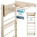 Produktbild: ArtSport Sprossenwand für Erwachsene – Indoor Klettergerüst aus Holz mit Klimmzugstange, stabile Kletterwand zur Wandbefestigung für Fitness & Training – Natur