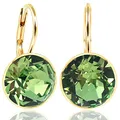 Produktbild: NOBEL SCHMUCK Ohrringe Gold Grün Markenkristalle 925 Sterling Silber vergoldet schlicht modern