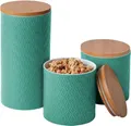 Produktbild: 3er Vorratsdosen Set mit Deckel Türkis Keramik Behälter Dose Deko Aufbewahrung