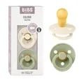 Produktbild: BIBS Colour Schnuller 2er-Pack, BPA-frei, Kirschform Nippel. Naturkautschuk/Latex, Hergestellt in Dänemark. 18+ Monate (2er Pack), Ivory/Sage