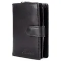 Produktbild: Benthill Geldbörse Damen Leder | Geldbeutel mit RFID Schutz aus Rindsleder | Portmonee mit 8 Kartenfächer Mittelgroß | Echt Leder Slim-Wallet Vintage inkl. Geschenkbox, Farbe:Schwarz