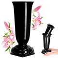 Produktbild: KADAX Grabvase, Vase aus Kunststoff, Blumenvase, Kunststoff-Vase für Blumen, wetterfeste Friedhofsvase, frostsicher Steckvase für Grab, witterungsbeständiger Grabschmuck (15,5cm, schwarz)