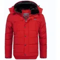 Produktbild: Höhenhorn Winterjacke Adamelo Herren Winter Jacke für Männer Quilted Steppjacke Gefüttert abnehmbarer Kunstfellkragen & Kapuze, weiche Microfleece Innenseite rot M