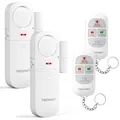 Produktbild: TECKNET Fensteralarm Einbruchschutz, Türalarm mit Fernbedienung, Kabellose Alarmanlage, 4 Funktionsmodi der Sirene für Haus, Geschäft, Pool und Wohnmobil (2er-Pack)