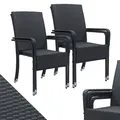 Produktbild: Juskys Polyrattan Gartenstühle Yoro 4er Set mit Armlehnen & Rückenlehne - 4 Stühle stapelbar - Rattan Stuhl Garten - Stapelstuhl Schwarz