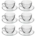Produktbild: Pasabahce Dajar 6er Set Teegläser-Set Kaffee Basic Cup 12-Teilig mit Unterteller transparent