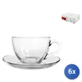 Produktbild: 6x Cups Glas Für Tee, 21Cl, Durchsichtig Mit Untertassen