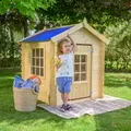 Produktbild: Kinderspielhaus aus Holz -Spielhaus im Freien für Kinder (ohne Boden) - 111x114xH121 cm/0.9 m2 - (Die Dachfarbe ist blau) Timbela M570M-1