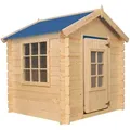 Produktbild: Kinderspielhaus Aus Holz -spielhaus Im Freien Für Kinder (ohne Boden) - 111x114xh121 Cm/0.9 M2 - (die Dachfarbe Ist Blau) Timbela M570m-1