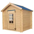 Produktbild: Timbela M570M-1 Kinderspielhaus aus Holz -Spielhaus im Freien für Kinder - 111x113xH121 cm/0.9 m2 Gartenspielhaus - Garten-Sommerhaus für Kinder (Die Dachfarbe ist blau)