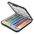 Produktbild: Crelando Aquarell Farbkasten 51-tlg 48 Farben Wassertankpinsel Schwamm Palette