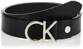 Produktbild: Calvin Klein Damen Gürtel Ck Logo Belt Ledergürtel, Schwarz (Black Leather/Light Gold Buckle), 75 cm