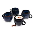 Produktbild: Sänger | Cappuccino Tassen Set Tokio 4 tlg, Jumbotasse 4 Personen, Steingut Tasse Spülmaschinenfest, Kaffeetasse Groß Handmade Blau-Schwarz mit Braunen Akzenten 400 ml | PREMIUM COLLECTION