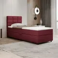 Produktbild: Boxspringbett 90x200, mit Bettkasten, Rot, Matratze und Topper, Einzelbett, REVE, Panda Möbel - Rot