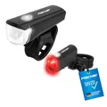 Produktbild: FISCHER Fahrrad LED-Batterie Beleuchtungs-Set small-Box, mit LED Technologie, spritzwassergeschützt, schwarz, 1 Stück