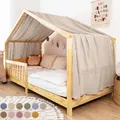 Produktbild: lilimaus Hausbett Himmel [in 12 Farben] Betthimmel Hausbett aus 100% Baumwolle Musselin - Stoffhimmel für Hausbett Deko Mädchen & Jungen - Himmel für Hausbett Kinder - Bett Vorhang Kinderbett