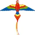 Produktbild: HQ Ecoline Flying Creatures Kinderdrachen Flugdrachen Einleiner, Drachen zum steigen Lassen, wenig Wind ab 5 Jahre, inkl. 17kp Polyesterschnur 25m auf Griff (Parrot)