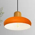 Produktbild: bamyum Ace-Holz Hängelampe Esstich Ø40 cm, Pendelleuchte Vintage Industrial aus Metall E27, Wohnzimmerlampe Hängend, Wohnzimmer, Küchenlampe Rot