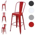 Produktbild: 4er-Set Barhocker HWC-A73, Barstuhl Tresenhocker mit Lehne, Metall Industriedesign ~ rot