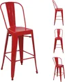 Produktbild: 4er-Set Barhocker HWC-A73, Barstuhl Tresenhocker mit Lehne, Metall Industriedesign rot