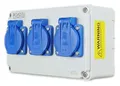 Produktbild: RoadEu - Steckdosenverteiler - 3x Schuko 230V. Stromverteiler IP44 Für den Innen- und Außeneinsatz, Baustromverteiler 16A. Außensteckdose 3x 230V Schuko für Indoor/Outdoor-Bereich