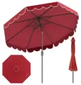 Produktbild: COSTWAY Sonnenschirm 300 cm, Gartenschirm mit Kurbel & Volant, beidseitig um 30° knickbar, Terrassenschirm, Marktschirm für Garten, Balkon, Rot