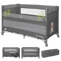 Produktbild: Lorelli 3 in 1 Babybett, Beistellbett und Laufstall Up and Down, Kinderbett mit 2 Ebenen, Seiteneingang und Faltbarer Seitenwand, Baby Reisebett, grau
