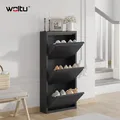 Produktbild: WOLTU Schuhschrank mit 3Klappen Schuhregal Schuhkipper für 9 Paar Schuhe Schwarz