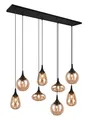 Produktbild: Trio Leuchten Pendelleuchte Lumina 317000813, Metall Schwarz matt, Glas amber, exkl. 8x E14