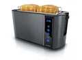 Produktbild: Arendo Langschlitz Toaster mit 2 Röstkammern und Brötchenaufsatz, Wärmeisoliertes Gehäuse, Display, Touch, Grau
